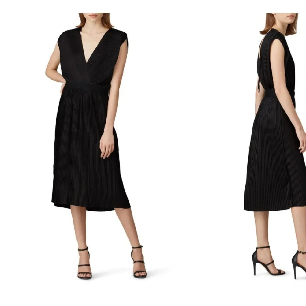 Tome Black Cross Front Pleated Dress Sz M